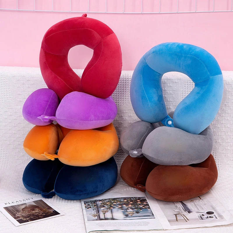 Customizable Logo Soft Foam Travel Pillow U-shaped Plush Camping Car Neck Pillow Made Of Cotton Polyester Air-filled Office Use