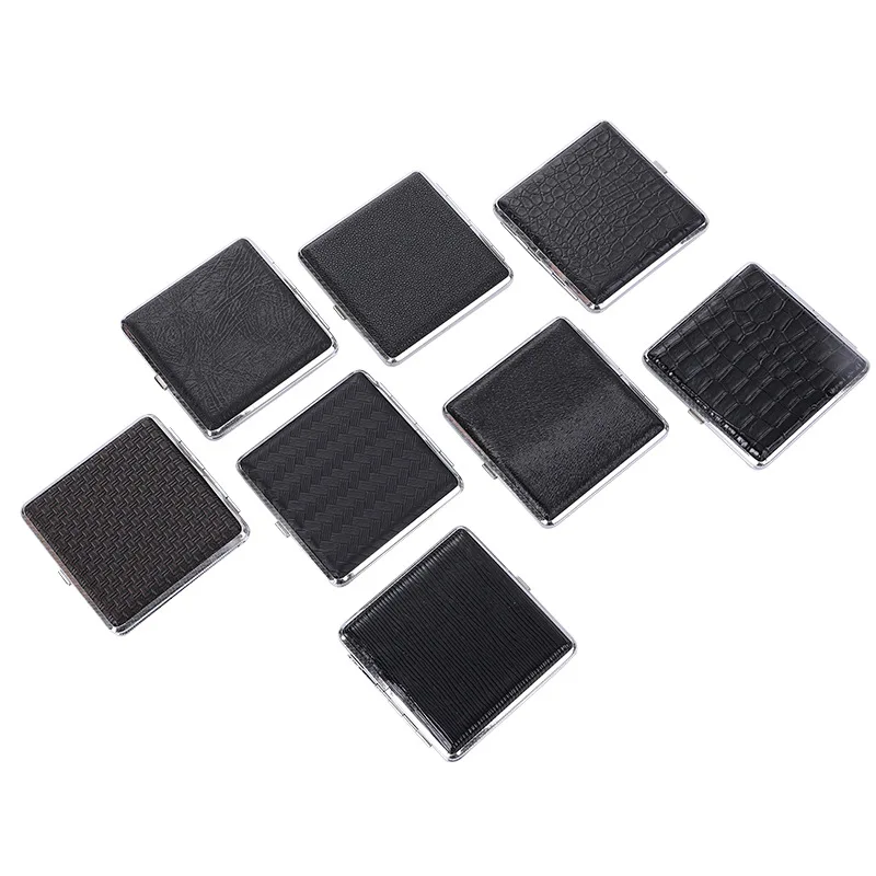 Original factory 20pcs capacity portable ultra-thin black leather cigarette case personality lengthened cigarette case
