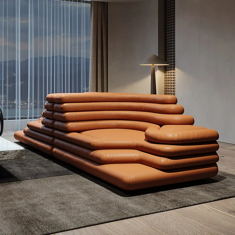 New Design Leather Floor Modular Italian Sofa Set Modern Corner Sitting Couch Bed Luxury Home Sectional Living Room Furniture