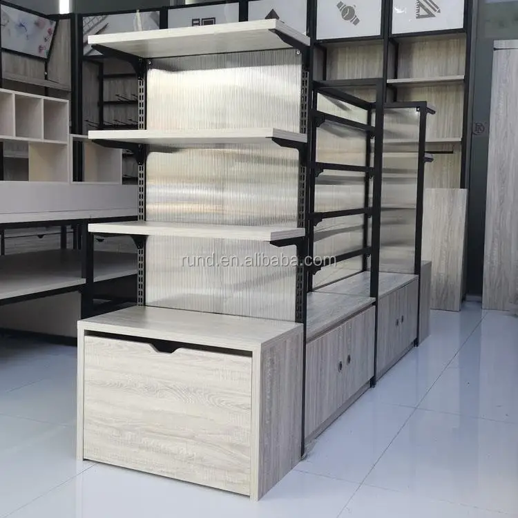 Деревянные стальные полки на заказ для магазинов супермаркетов гондолы