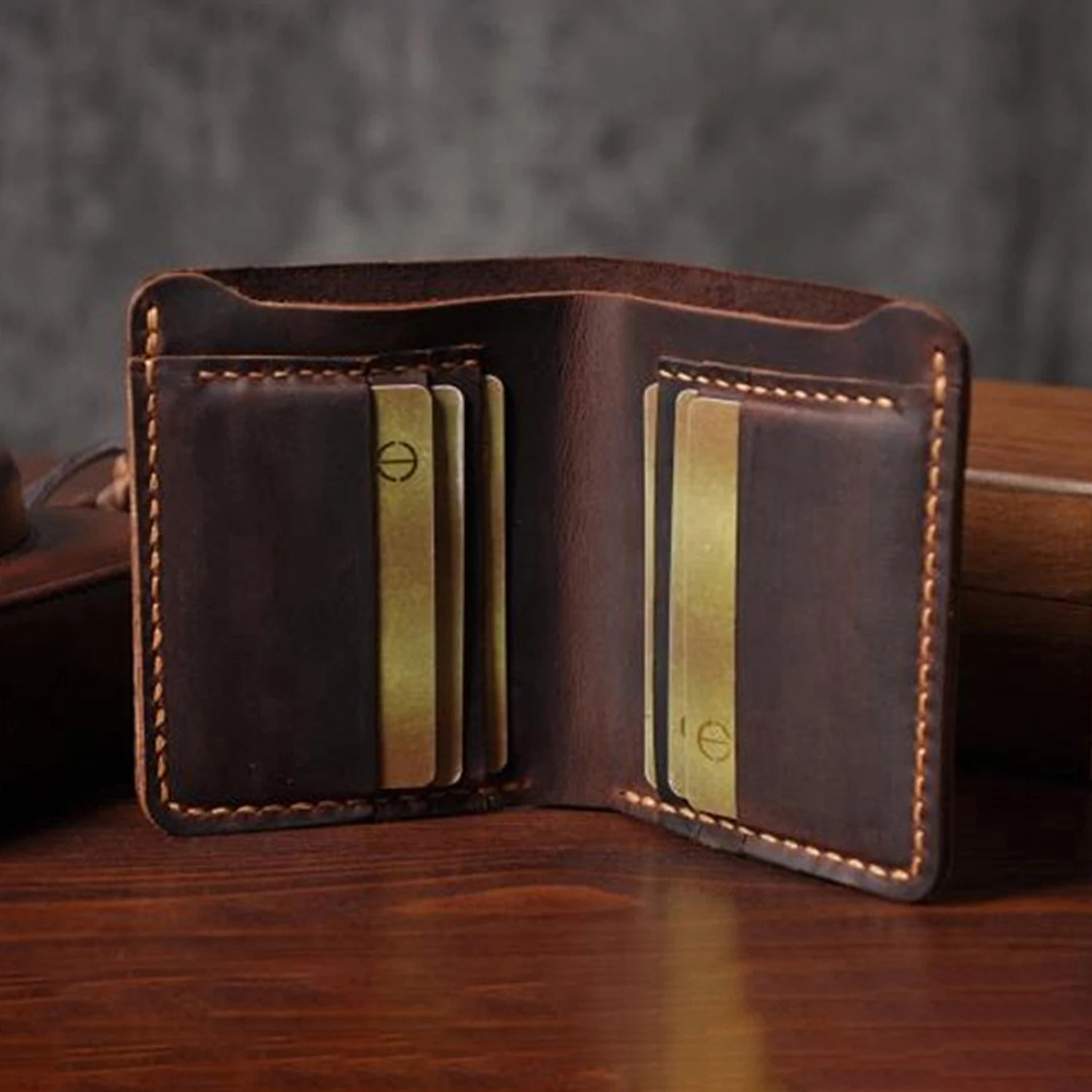 Simple Style Slim Wallet For Man Leather Card Holder Wallet RFID Blocking Cowhide Genuine Business Bifold Wallet