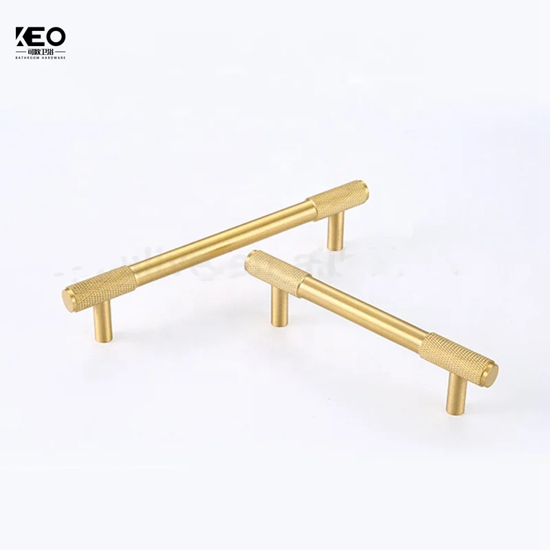 Kitchen Furniture Hardware T Bar Copper Drawer Handle Cabinet Cupboard Solid Brass Knurled Pull Handles