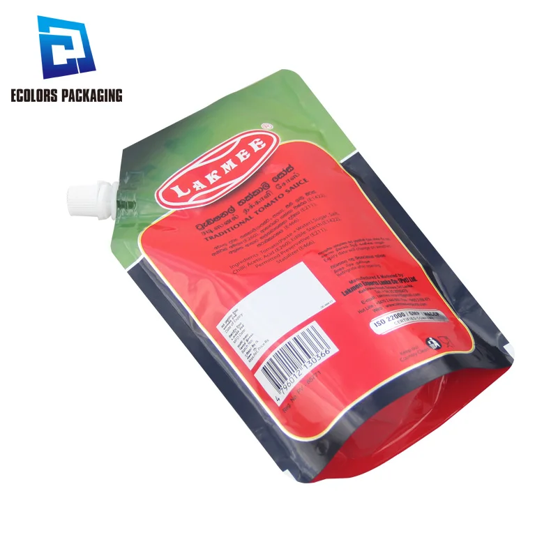 400g Custom Printed Doypack Packing Tomato Sauce Plastic Squeeze Aluminum Stand Up  Bag Pouch With Spout