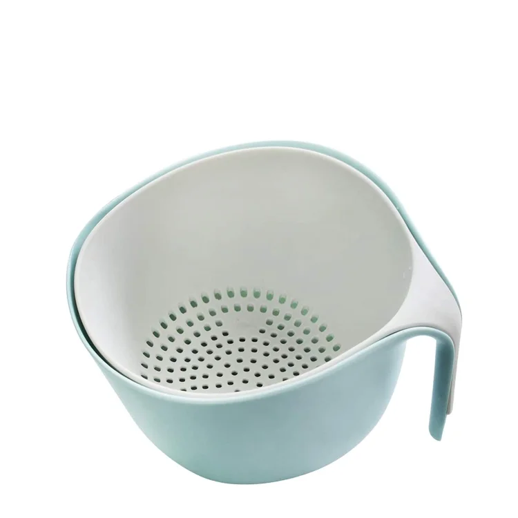 
2-in-1 Large Washing Colander Bowl Sets & Food Strainers with Long Good Grips Kitchen Plastic Washing Bowl and Strainer 