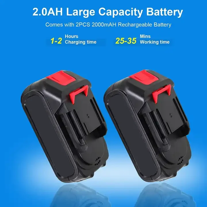 Mini Chainsaw 4-Inch with 2 Battery Hand Held Small Rechargeable Cordless Saw with 2 Chains Security Lock for Wood Cutting