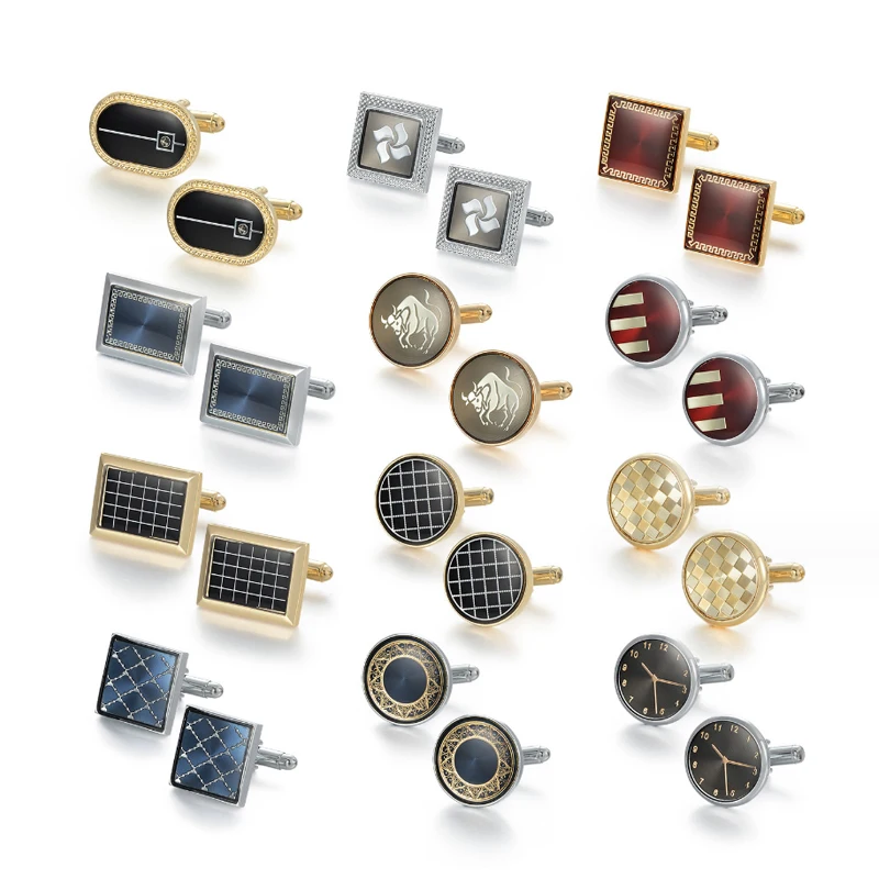 Wholesale Stainless Steel Cufflinks Elegant Women  Fashion Luxury Square Crystal Cuff Buttons Male French Shirt Cufflinks