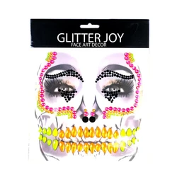 Custom Diamond Jewelry Rhinestone Crystal Halloween Face Temporary Tattoo Sticker