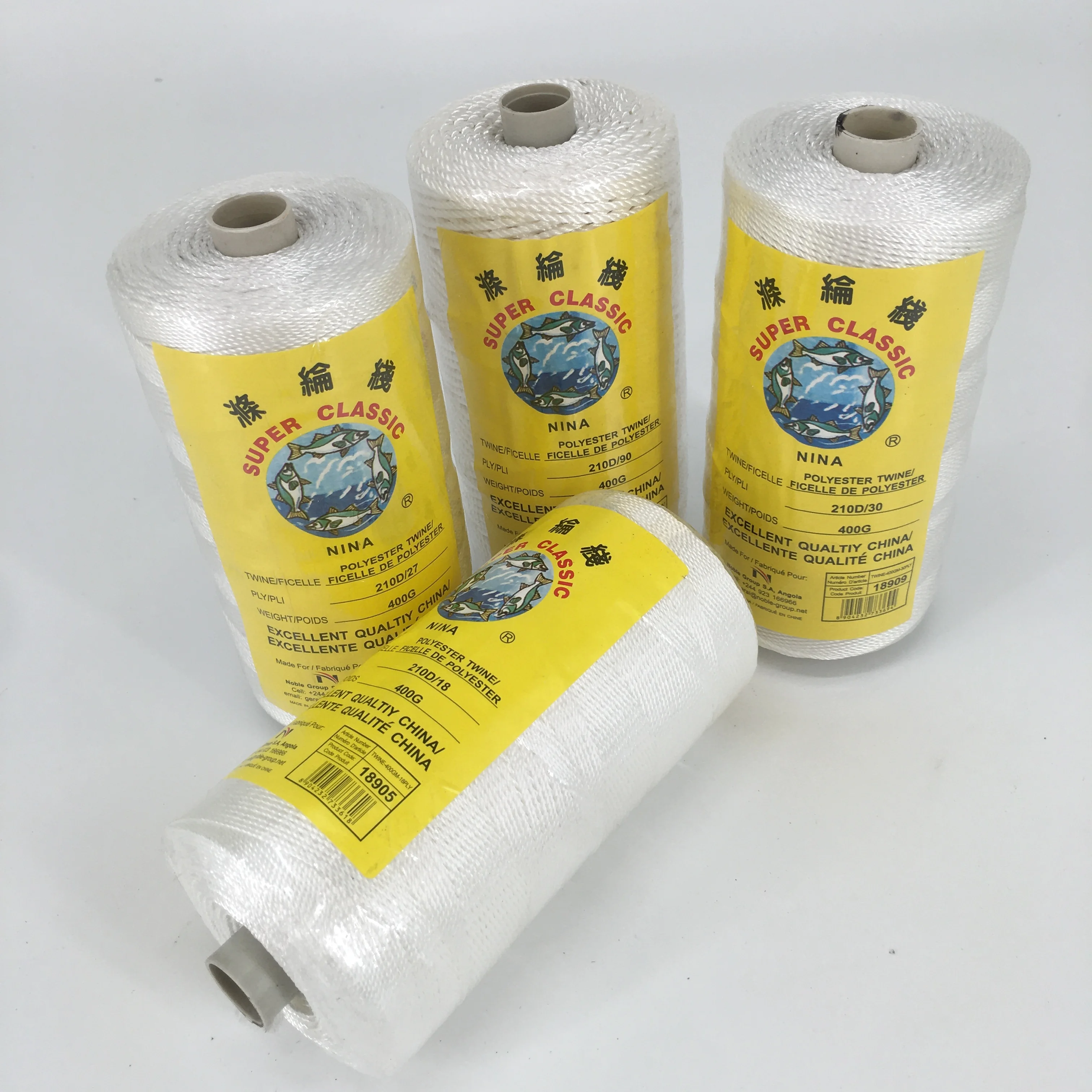 100% polyester multifilament fishing twine ring spun twisted nylon twine 210D