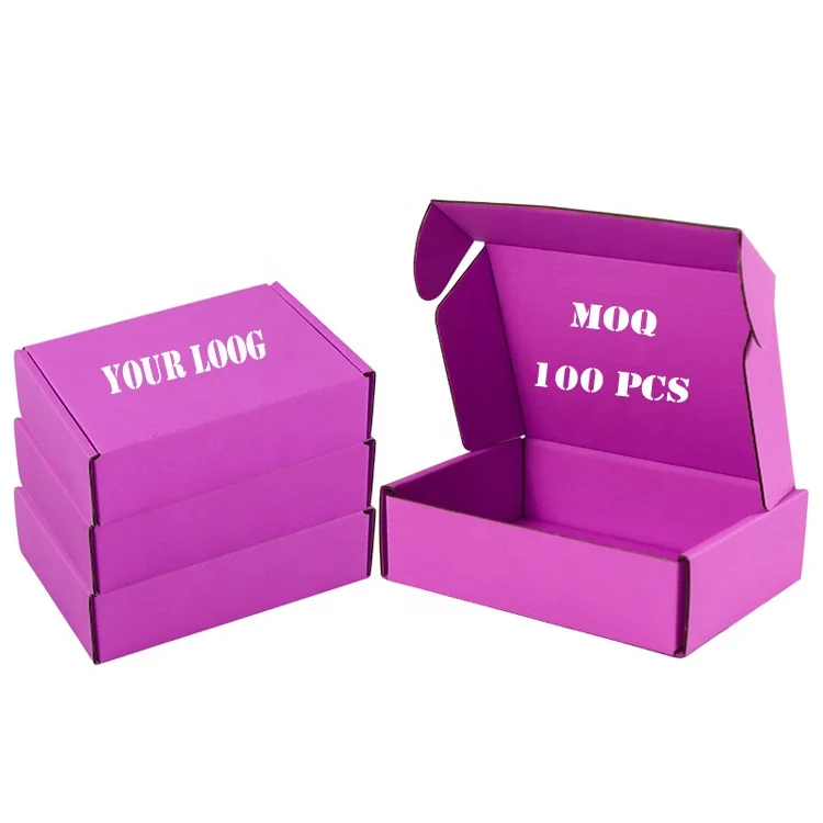 Custom Small MOQ Logo Printed Shipping Boxes Clothes Packaging Hot Pink Mailing box Thick Corrugated cardboard express Container