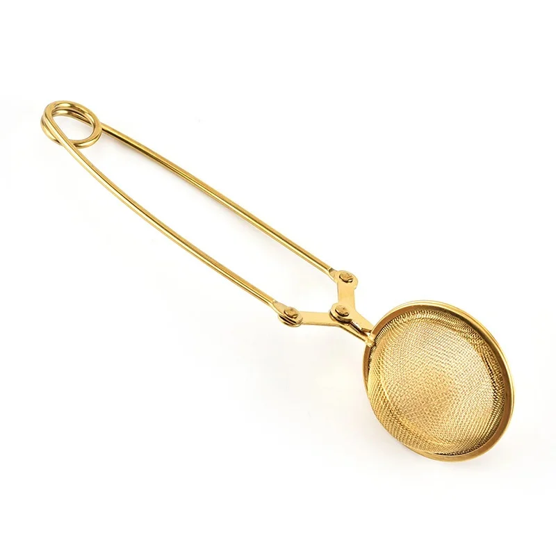gold tea infuser metal tea ball with handle wholesale loose leaf tea tools