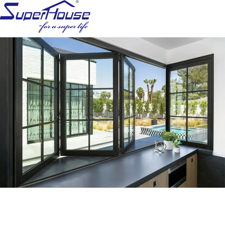 superhouse Commercial system glass aluminum bi-folding / bifold / accordion / folding window with NOA NFRC AS2047