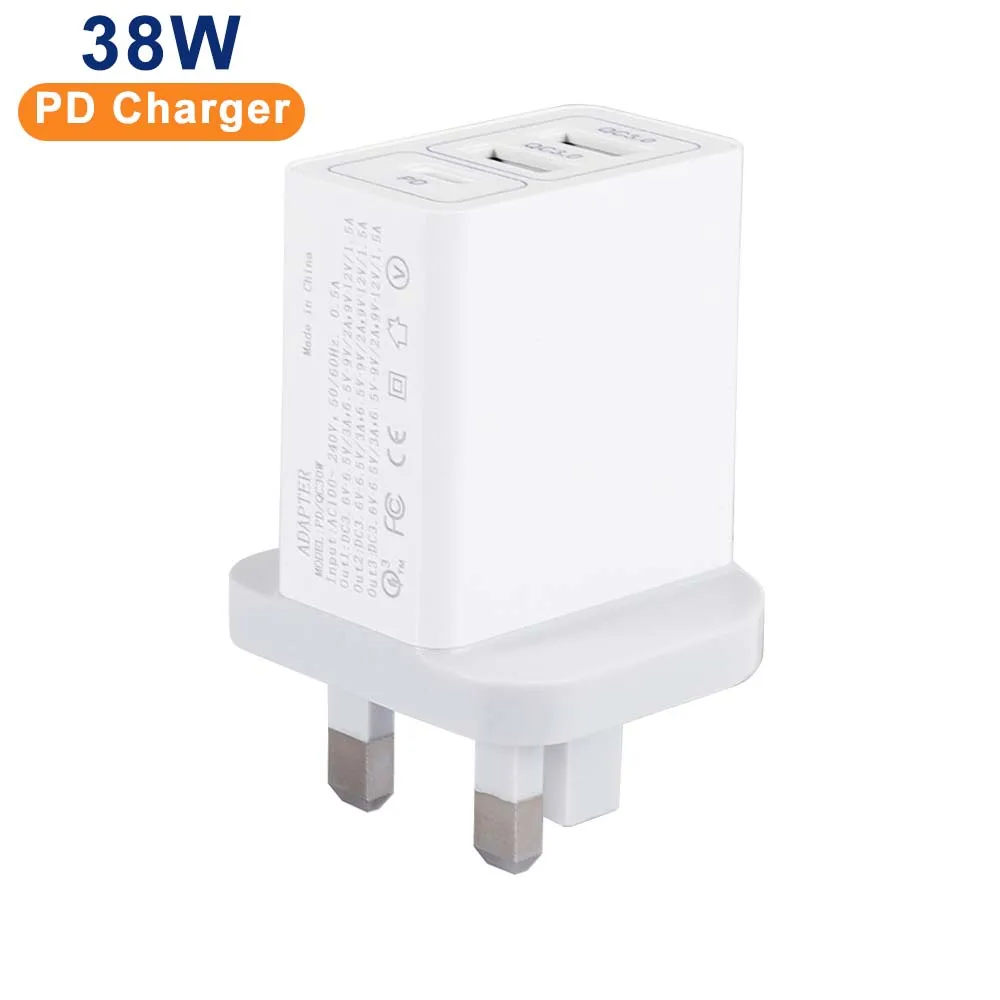 High Quality Eu Uk Us Plug Type-C Quick Charging Pd 38w 38w Dual Port Fast Charger for Huawei Charger