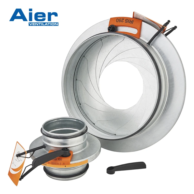 Galvanized steel Adjustable Iris Damper with Integral Airflow Pressure Taps 16 inch Duct