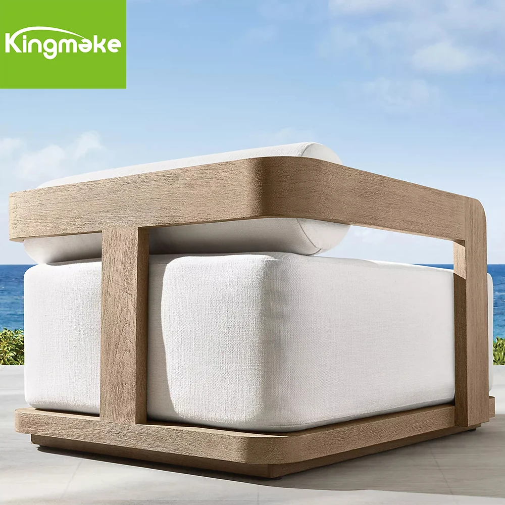 Contemporary Style Teak Garden Furniture Set With Fire Pit Comfortable Sofa Set Patio Furniture Outdoor Conversation Sets