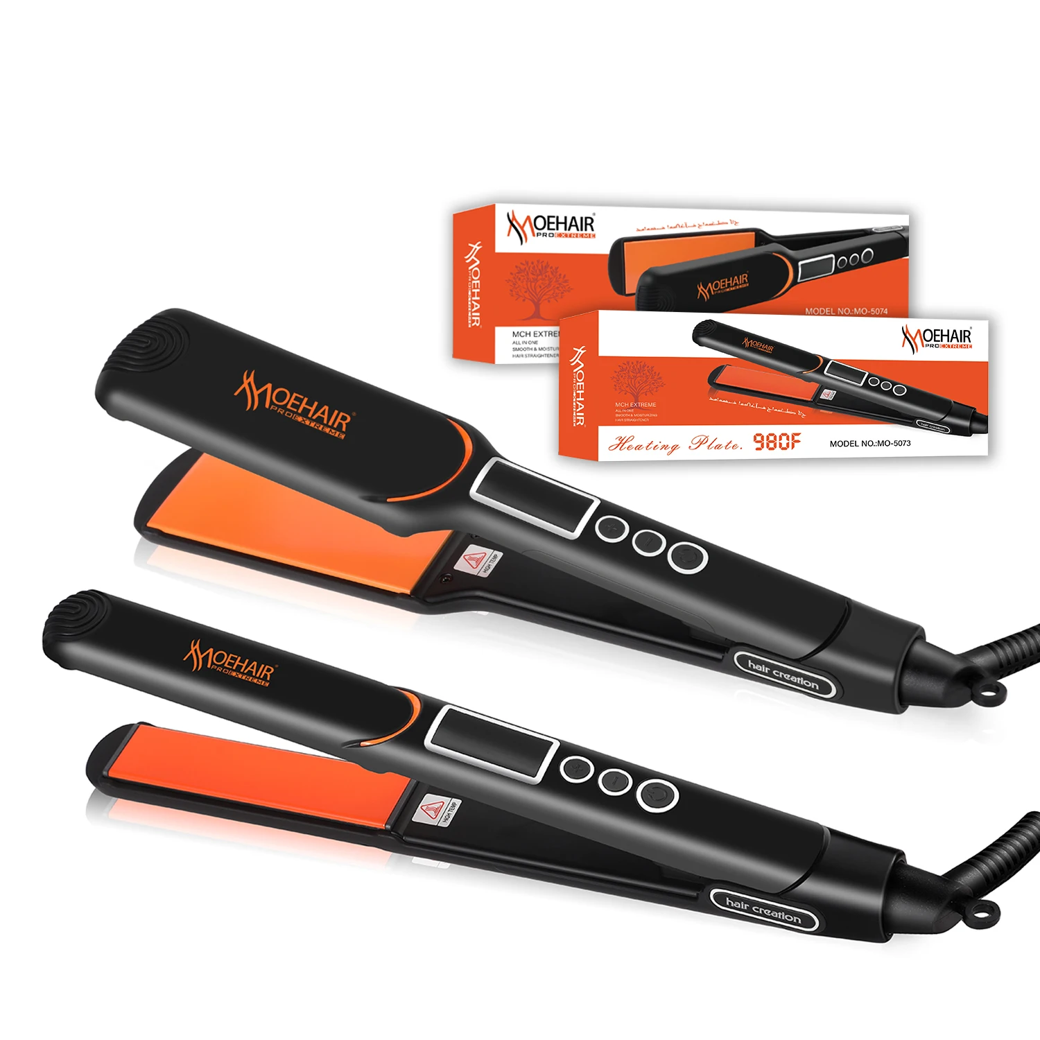 Moehair hair straighteners flat iron and curler 2 in 1 with custom box