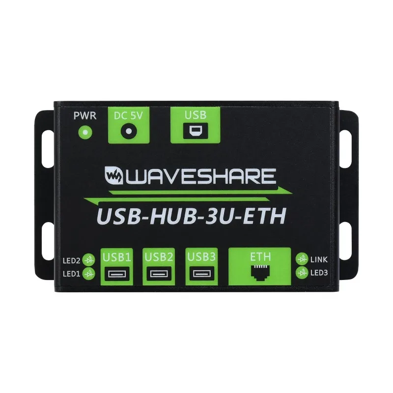Многофункциональный USB-концентратор промышленного класса расширяющий 3 x USB-порта + 100M Ethernet-порт защищает от электростатического