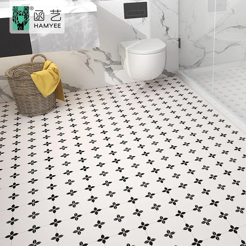 sticker tiles bathroom waterproof black floor pvc sticker floor peel and stick tiles