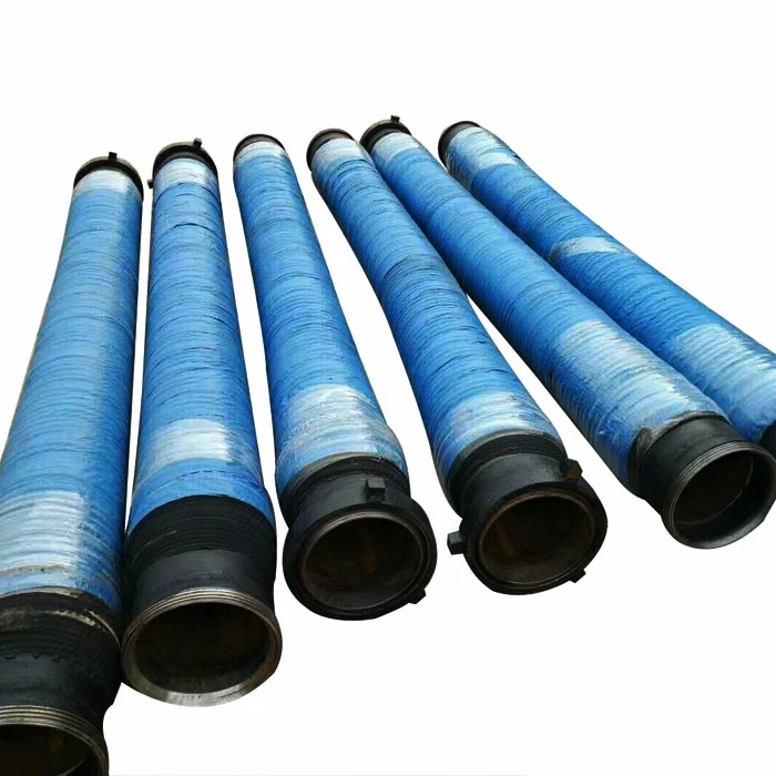 Wear-resistant flexible large-caliber suction and drainage rubber hose with flange