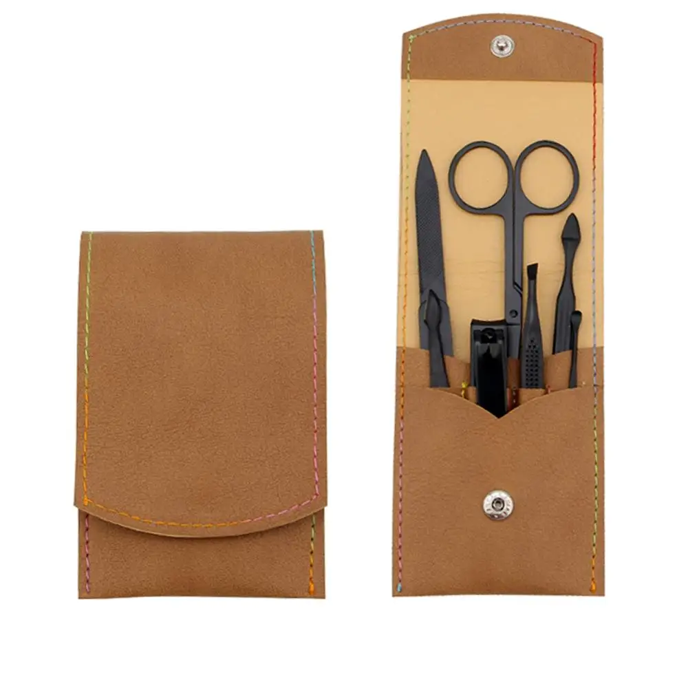 Professional Manicure Set Leather Beauty Tools 7 Pcs Manicure Set Black Stainless Steel Gift Luxury Men Pedicure Manicure Set