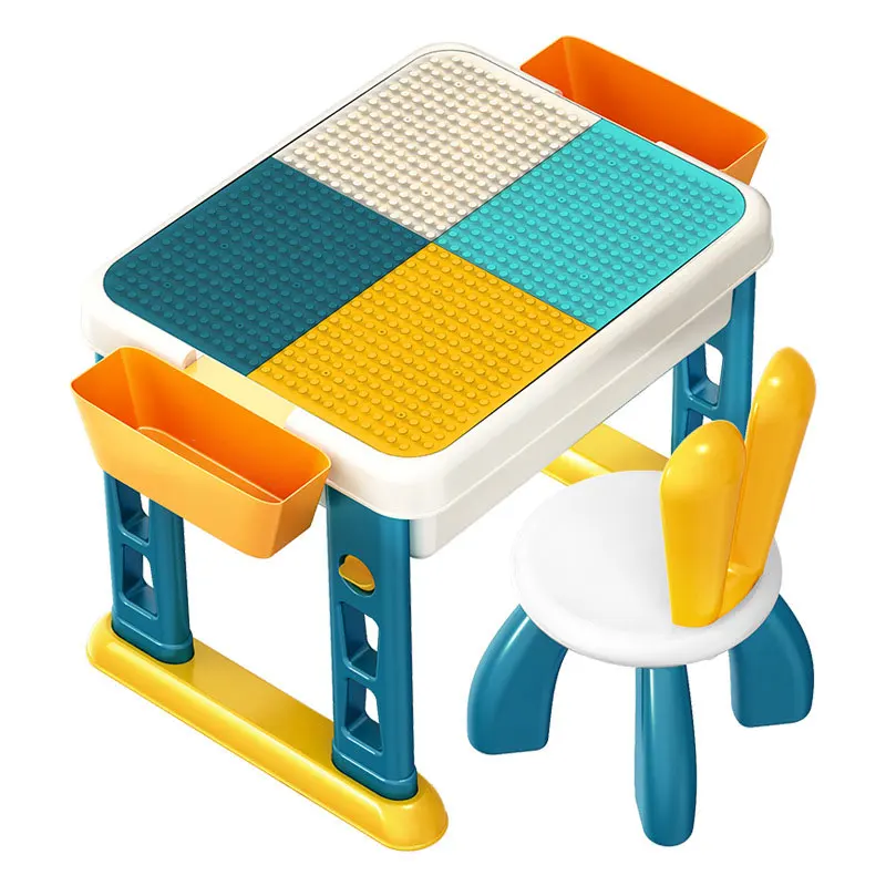 Multifunction Kids Plastic Block Toy Activity Play Table with Storage Box Building Block Compatible Legoinglys Castle Toy Gift