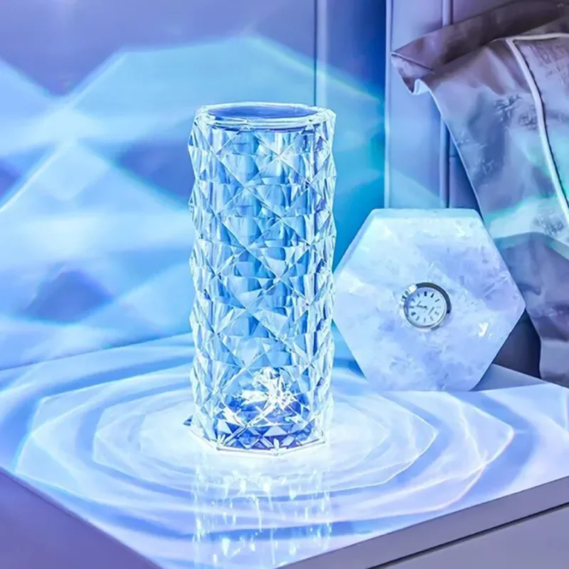 Factory fast delivery LED Rose diamond Crystal Table Lamp 3 Colors RGB 16 Colors with remote control Touch Control Night Light