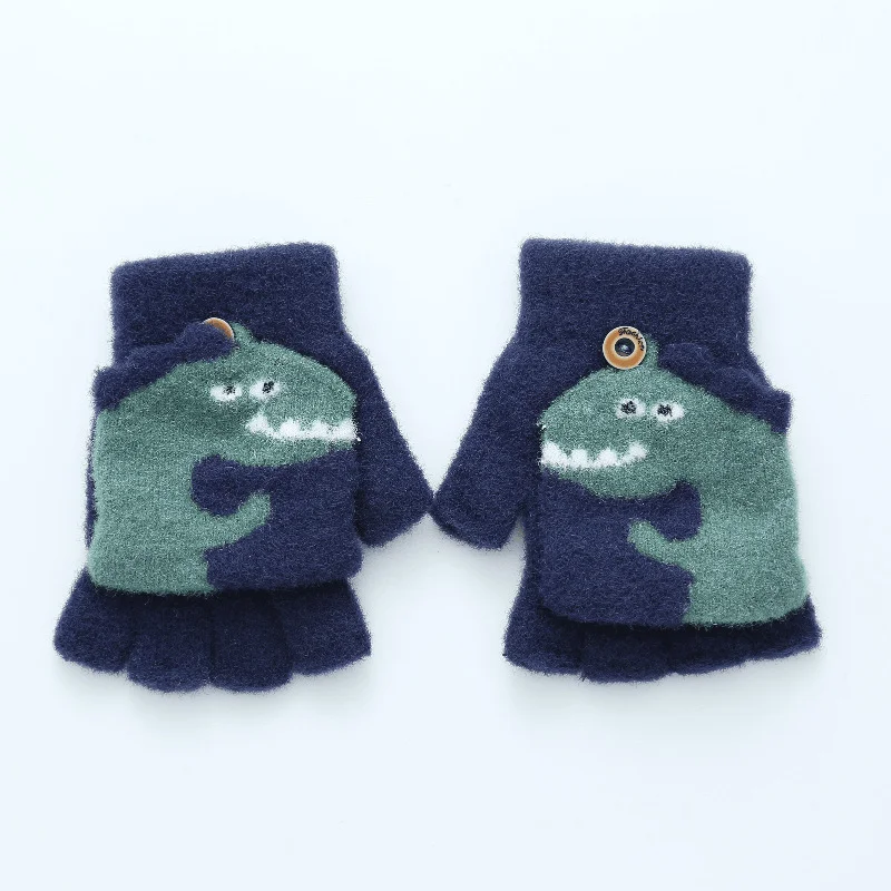 Wholesale low price New Winter Kids Dispensing Gloves Knitted Animal Printed Warm Gloves