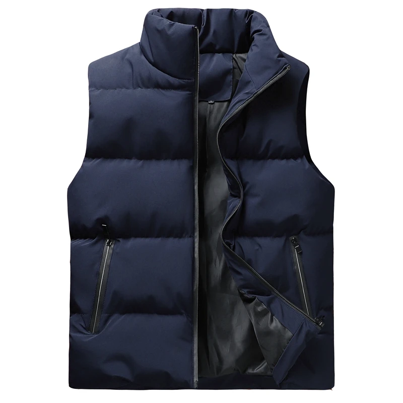 2021 winter men fashion casual solid color thick sleeveless jacket with zipper