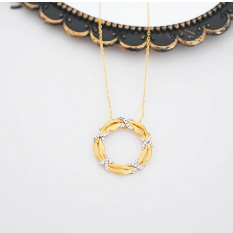 Design Sterling Silver Simple with Diamond Pendant Gold Plated 925 Silver Zircon Round Yellow Charm Pendants Custom Silver 50pcs