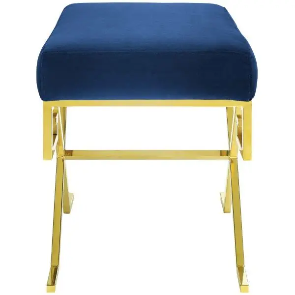 Reatai home furniture Soft Comfortable velvet fabric stool bench with stainless steel leg