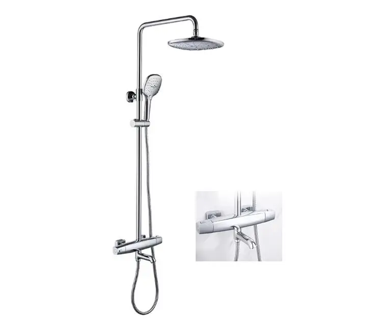 3 Ways Smart Exposed Rain Rainfall Bathroom Thermostatic Control Shower Head Faucet Mixer Tap Complete Set