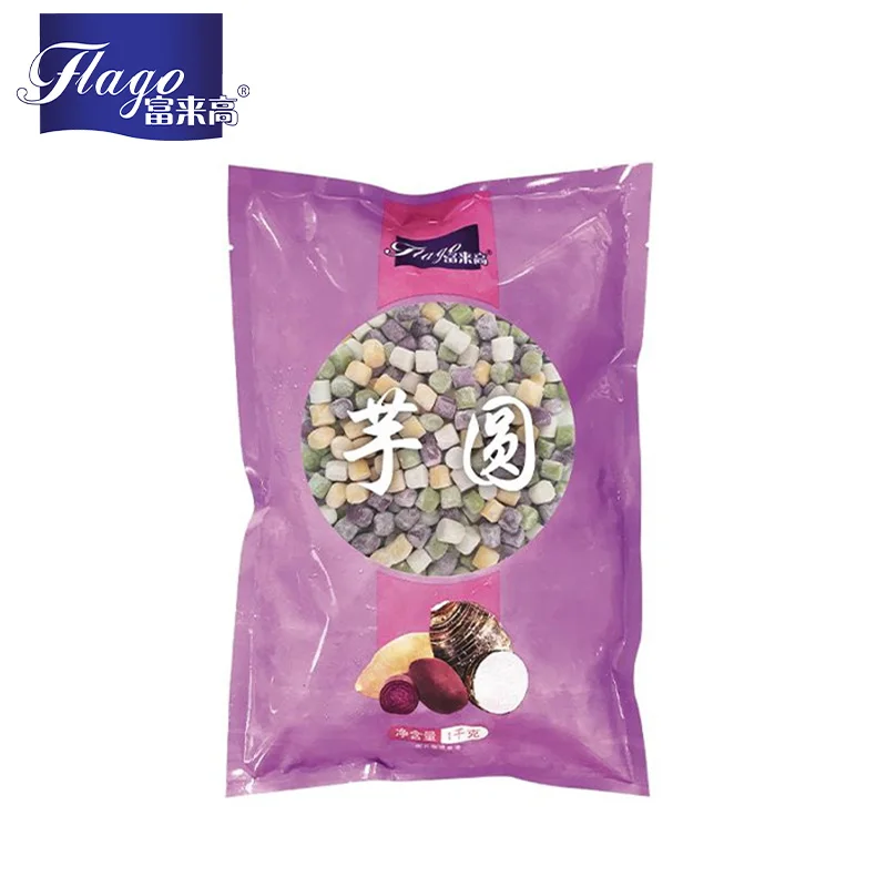 2024 New Collection 1kg Frozen keep Quick Cooking Mini Taro Balls, 4 Colors Mixed flavor small size taro ball