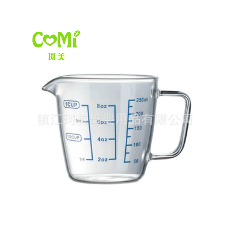 Comi Kitchen Reusable Graduated Scale Borosilicate Measuring Cup Beaker with Handle