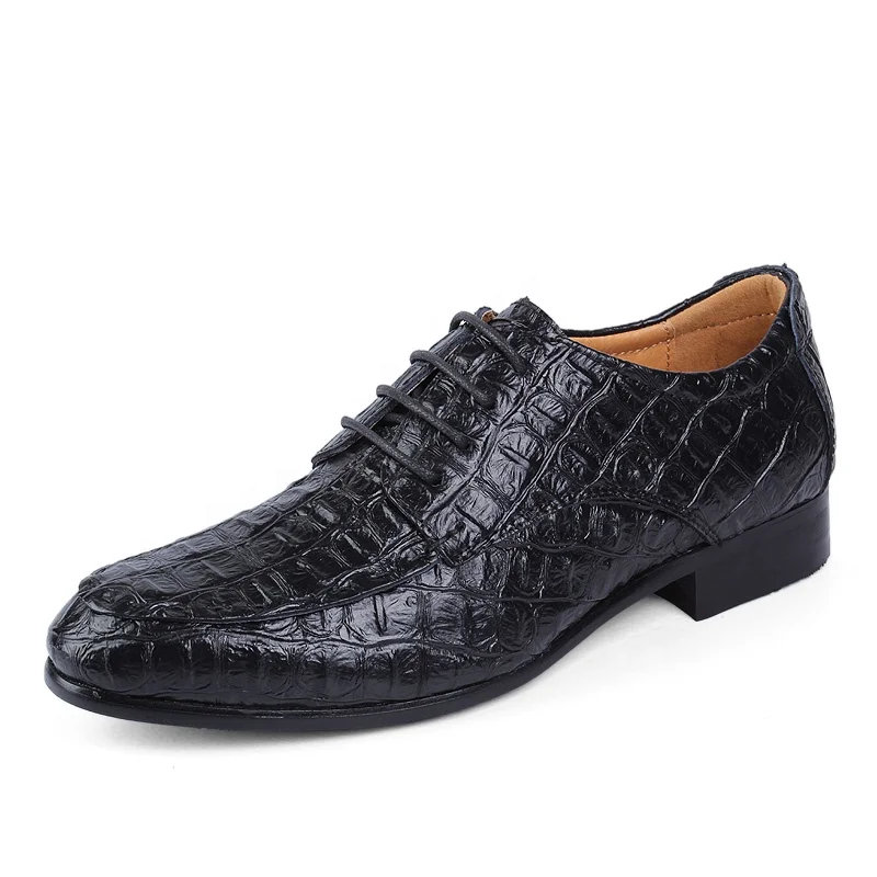 Men Lace-Up Cow leather shoe Crocodile pattern formal shoes men Genuine leather derby casual dress Shoes