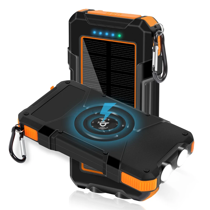
Outdoor 20000mah Solar Panel Power Bank With Wireless Charging Solar Cell Phone Charger Portable Power Station Solar Powerbank 