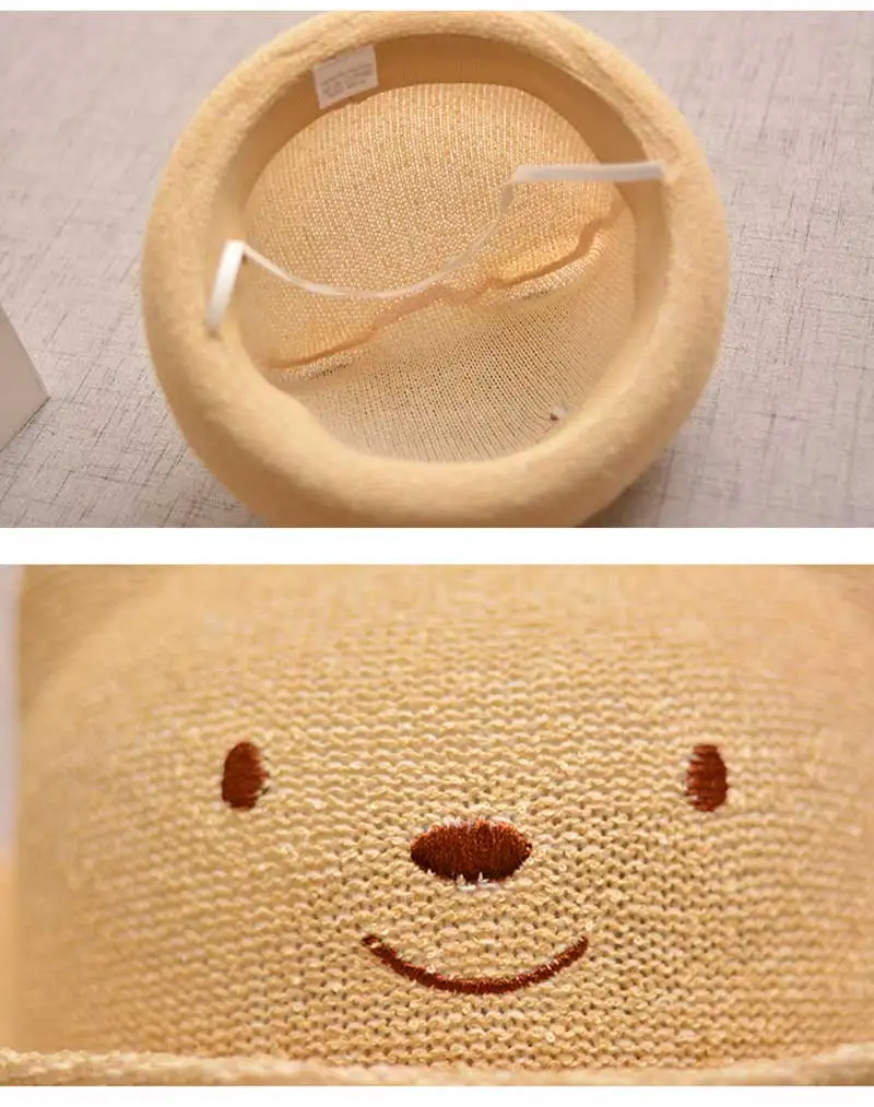 Summer Children Straw Sun Hats Cute Bear Ear Cap for Kid  Beach Sunshade Hat Boys Girls Hats