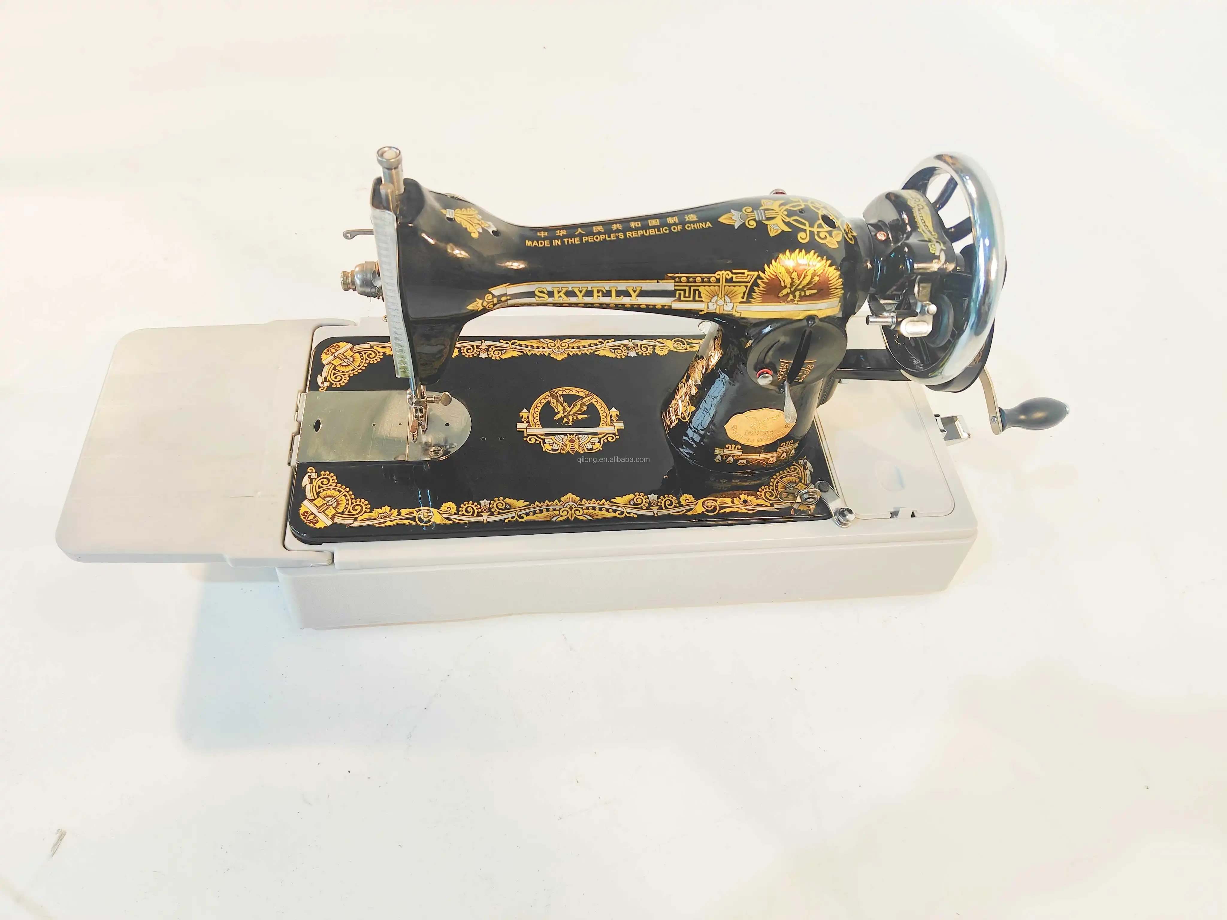 JA2-1 Household old-fashioned embroidery Sewing Machine with Handle and white plastic box/case