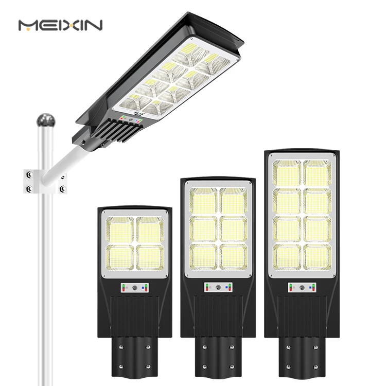 Meixin дорожное освещение датчик движения Солнечная лампа Водонепроницаемая Ip65 300 Вт все в одном Солнечный светодиодный уличный фонарь с полюсом