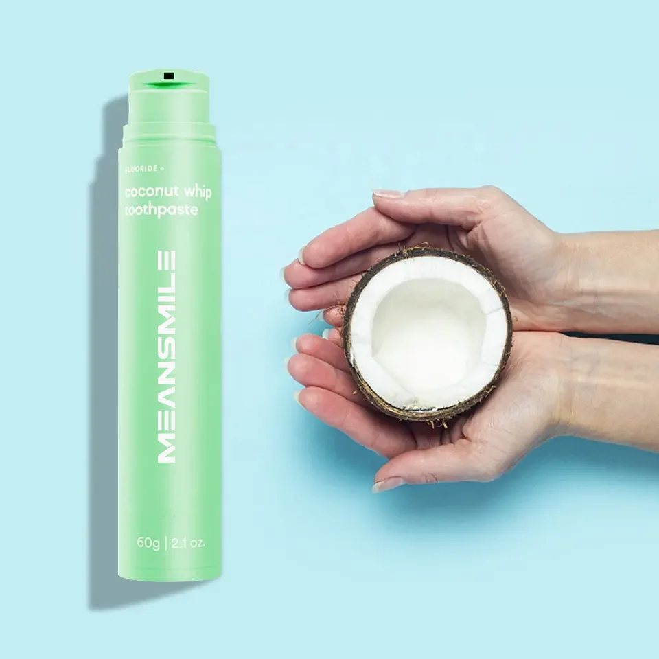 Vacuum air pump Vegan Friendly  Ingredient 60g  Portable Rich Fruit Flavor Teeth Whitening Toothpaste Tube OEM