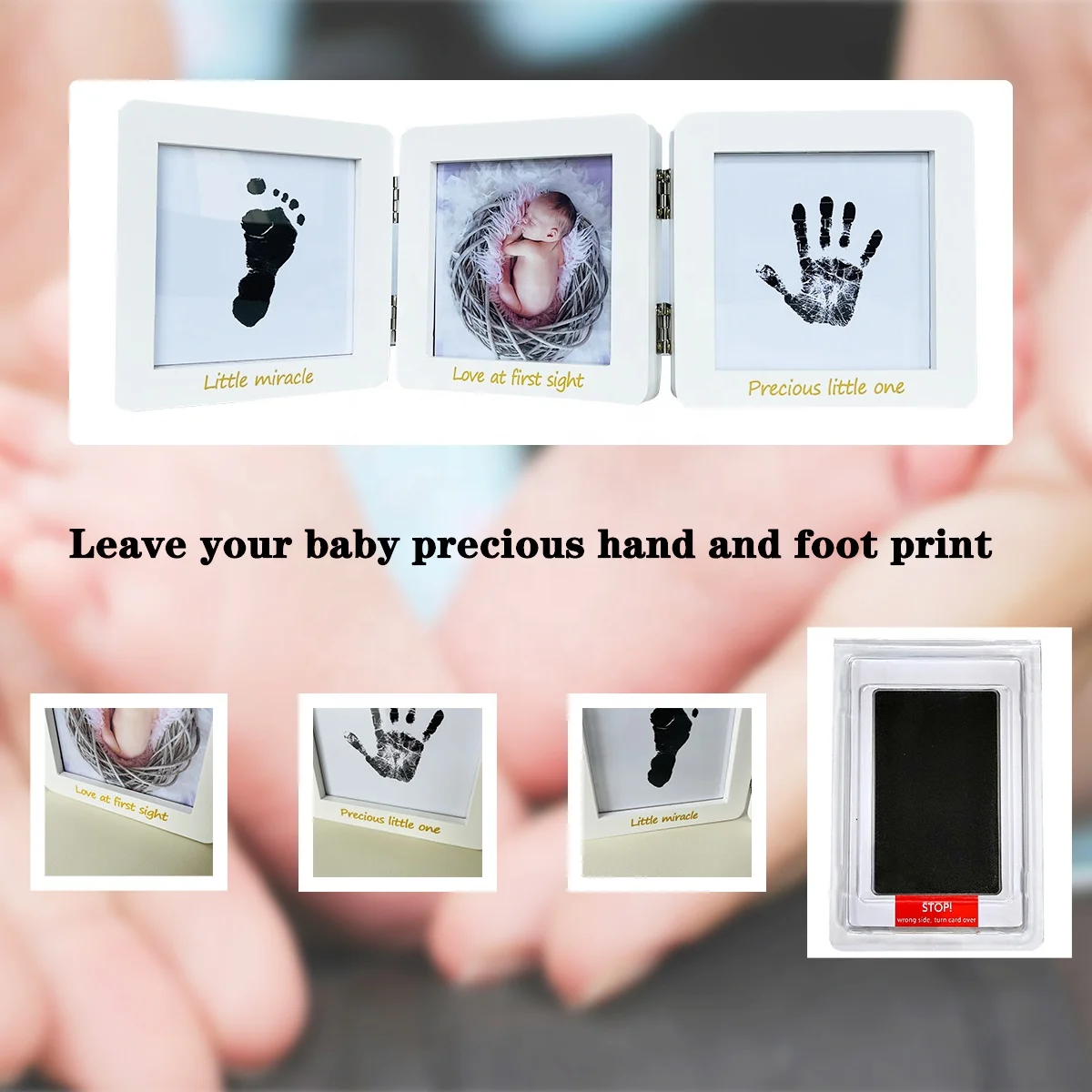 Wholesale baby hand print kit clay baby foot print picture frame baby photo frame