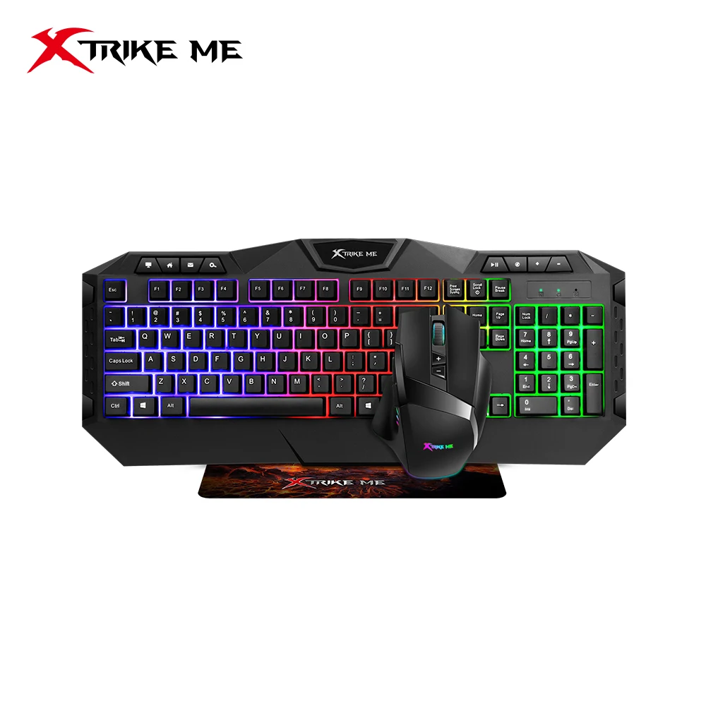 XTRIKE ME PC gamer Проводная игровая клавиатура и мышь и коврик для мыши комбо MK-900 со светодиодной подсветкой Клавиатура комбо для рабочего стола