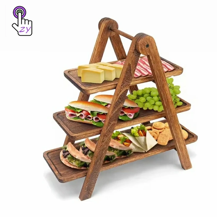Wooden round cupcake tower Wooden cake rack with layered tray decoration cake stand