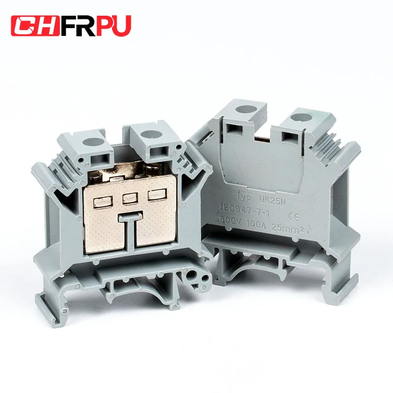 CHFRPU UK25N 25mm2 DIN rail saddle terminal block brass conductor nylon plastic terminal block V0 pillar terminal