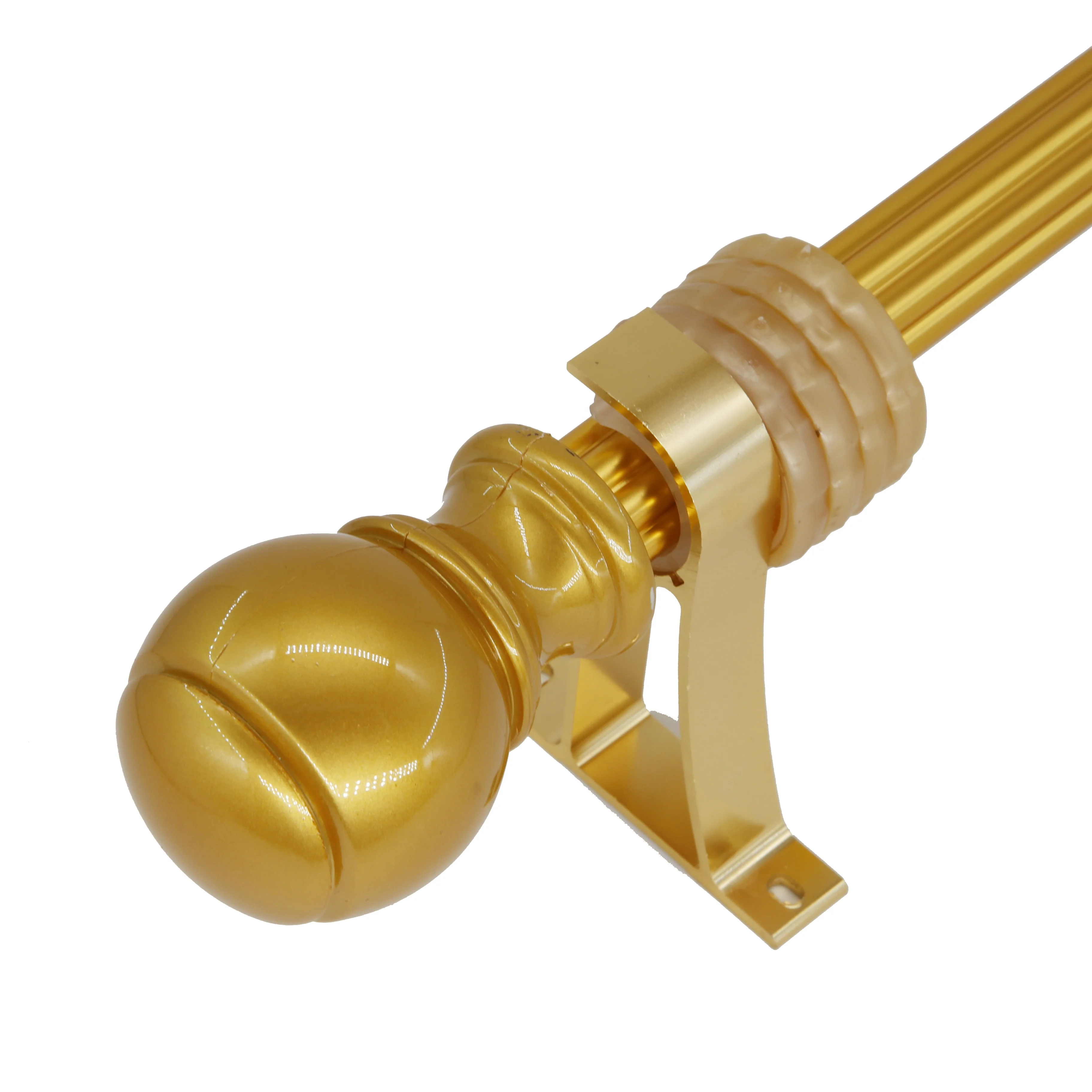 Aluminum Curtain Rod Sets Accessories Double Rod Brackets Nickel Champagne Embossed Round 28mm 32mm Pole Curtain Rod Wholesale