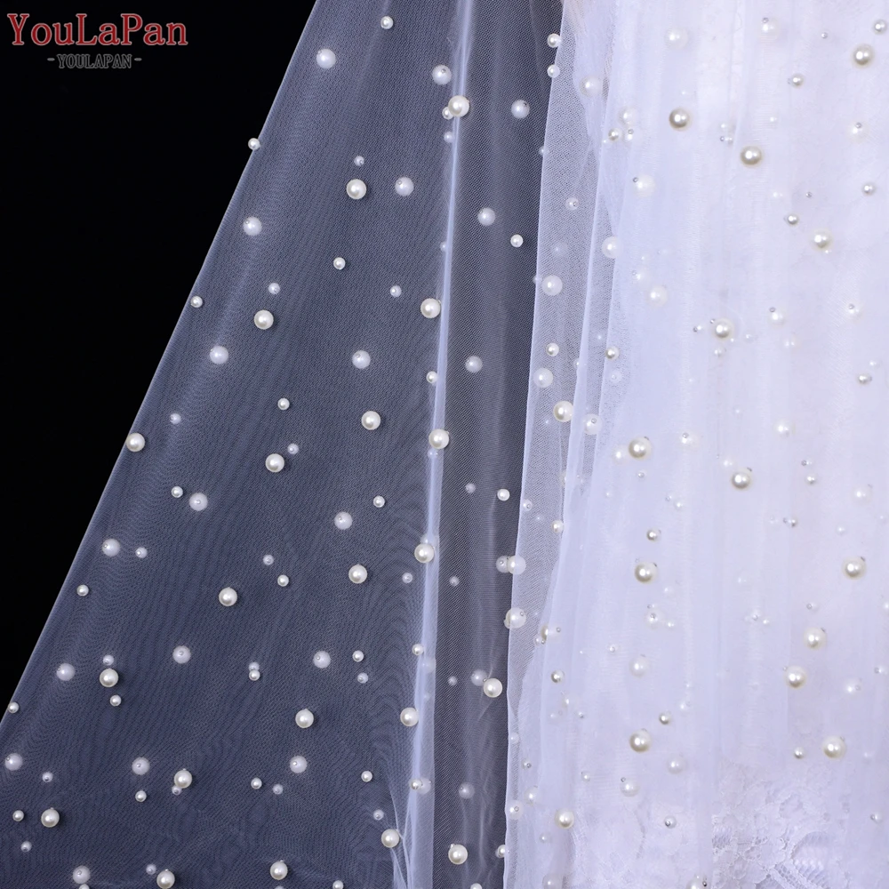 YouLaPan V13 Long Single Layer Hot Sale Summer Romantic Pearl Beautiful White Girl Woman Wedding Accessories Bridal Veil
