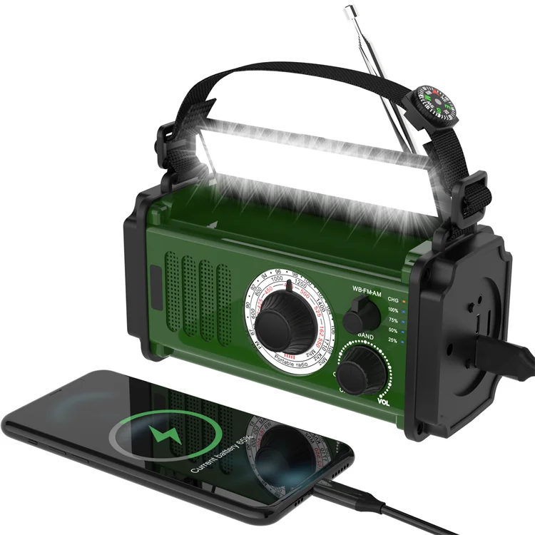 10000mAh Rechargeable Hand Crank Solar Powered Portable Warning AM/FM Earthquake Survival Kit