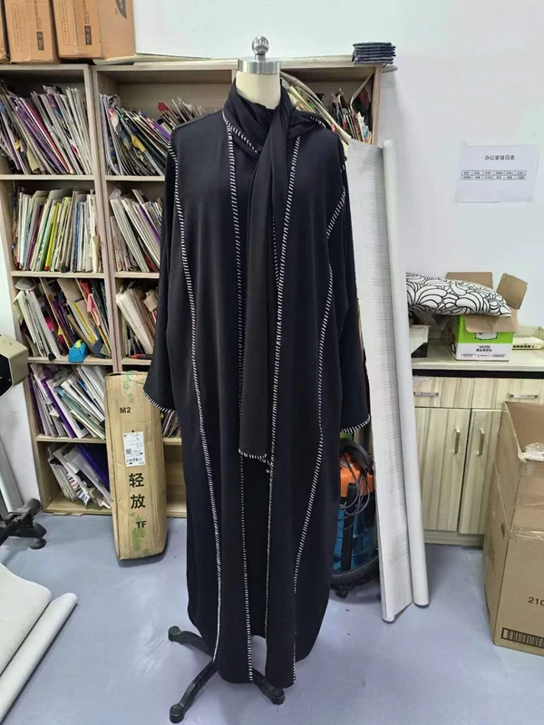 modeste ensembles robe musulmane pour femmes crepe black abaya de luxe