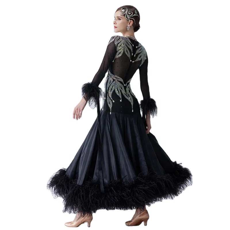 B-19526 Yundance new pearl silk national standard modern dance dress ballroom party dance dress for competition