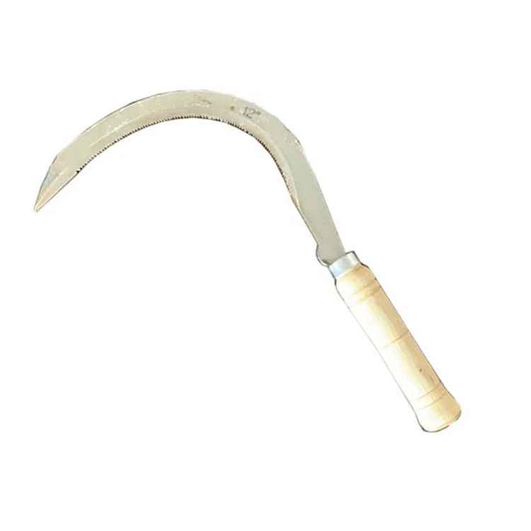 Garden Tools Sickle Farming Cutting Tools Steel Grass Tooth Sickle With Wooden Handle