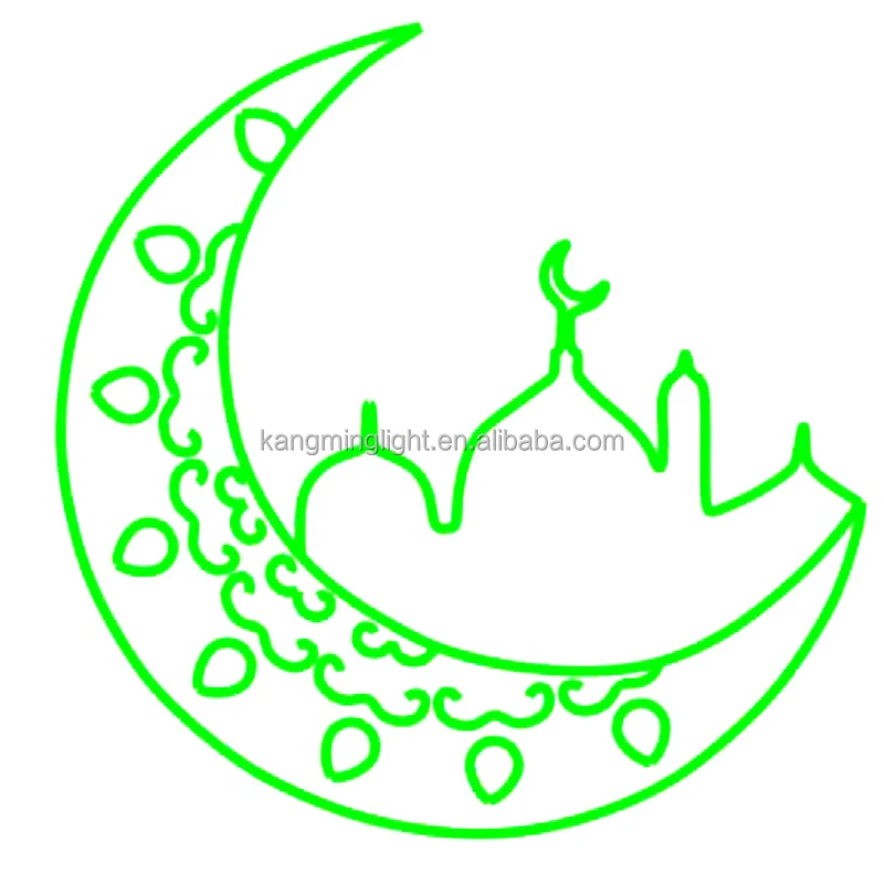 road decoration display Ramadan festive decorative lamppost street light moon star led design graphic