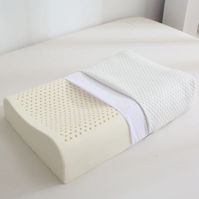 Premium Natural Latex Pillow with Memory Foam Curved Plane Cervical Neck Support Custom Thread Count for Pressure Relief